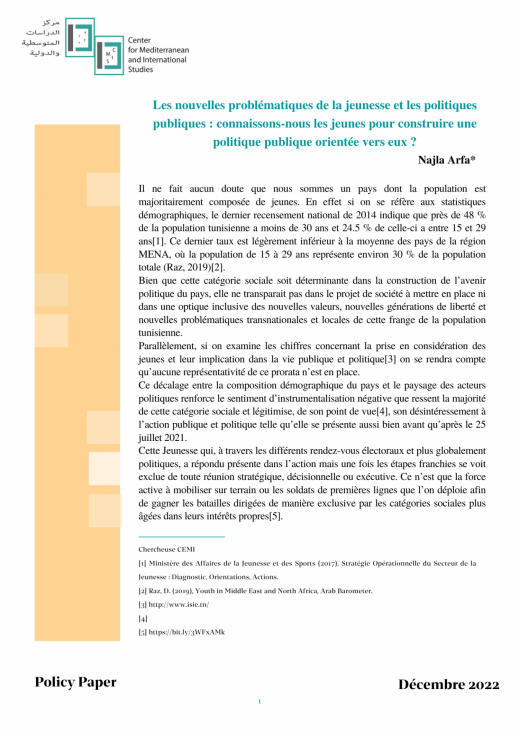 Les nouvelles problematiques de la jeunesse et les politiques publiques connaissons nous les jeunes pour construire une politique publique orientee vers eux